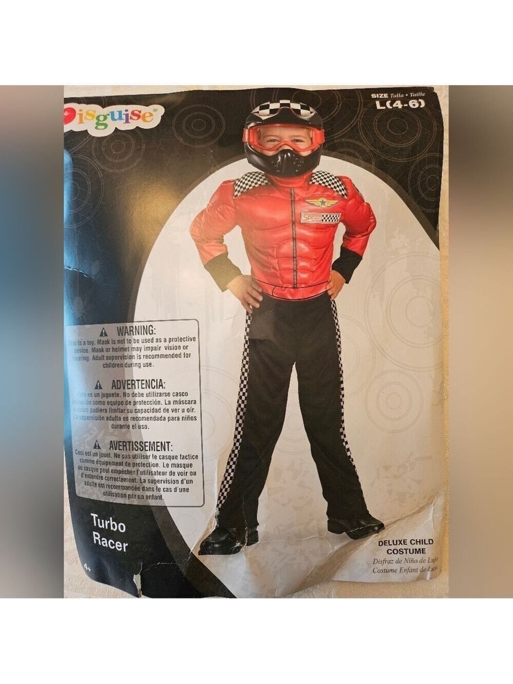 Disguise Turbo Racer Child Costume Muscle Chest Boys Racing NASCAR L(4-6) NWT